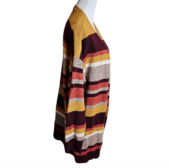 Multicolor Striped Cardigan Sweater Size 20 XXL Open Front Longline Fall Duster - Picture 4 of 13